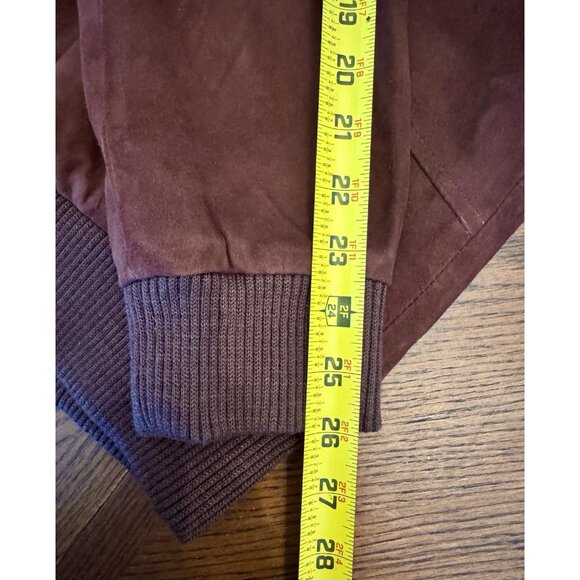 Vintage Suede Leather Rich Brown Bomber Jacket Men's L Coat - Picture 16 of 16